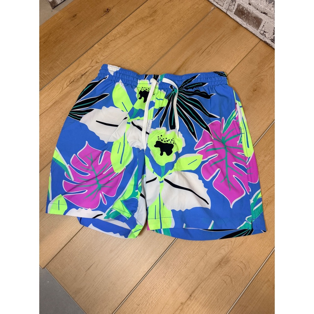 Chubbies Swim Trunks Mens Medium Blue Tropical Floral 7 Inch Inseam Mesh Lined